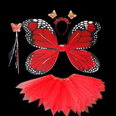 Light Up Butterfly Wings + Wand + Headband + Tutu Skirt Costume