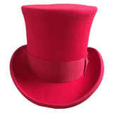 Tall Red Top Hat 18cm Wool Felt