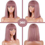 Short Straight Wigs with Bangs