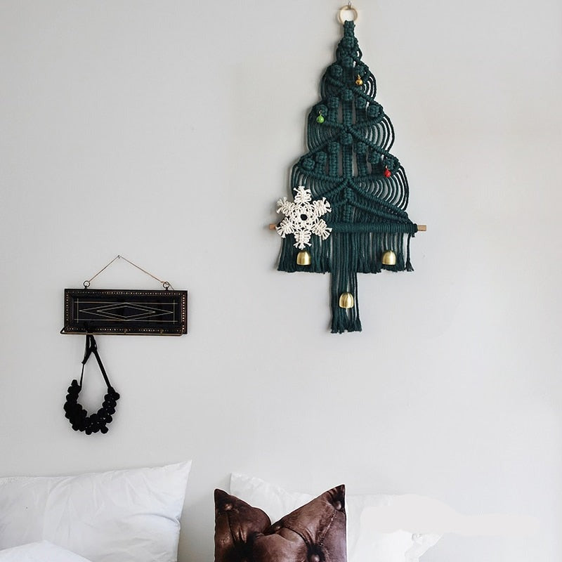 Handwoven Boho Macrame Christmas Tree Wall Hanging