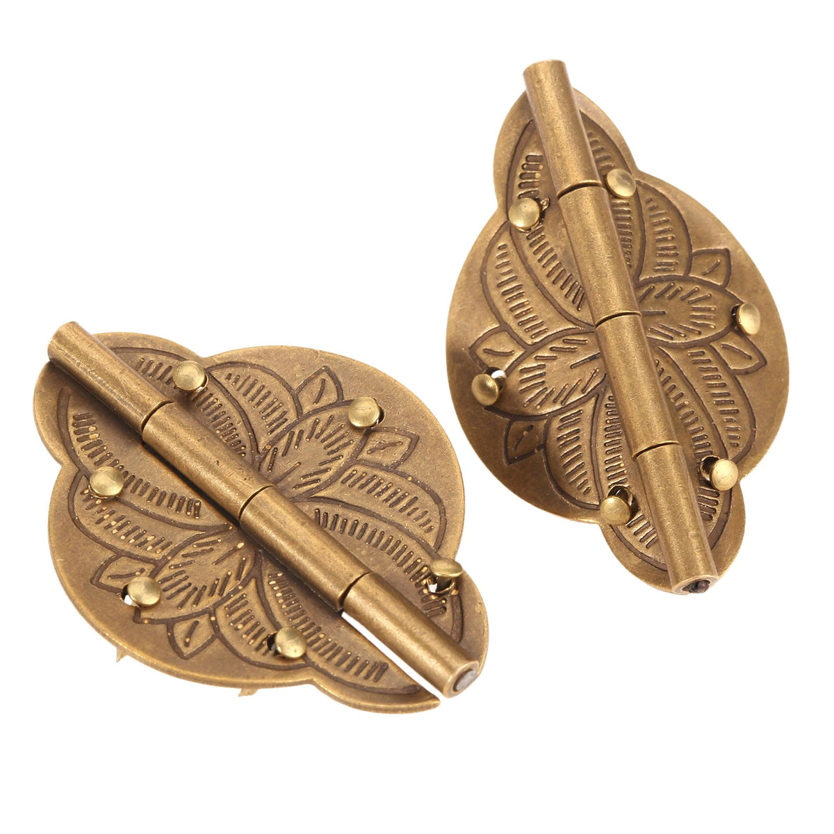 2Pcs Brass Hinges Cabinet Cupboard Door Treasure Box Decorative Hinges
