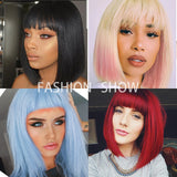 Short Straight Wigs with Bangs