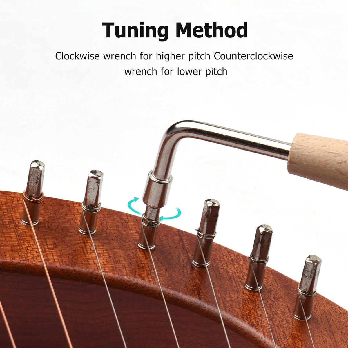 16-String Wooden Lyre Harp with Carry Bag, Tuning Wrench, Music Book