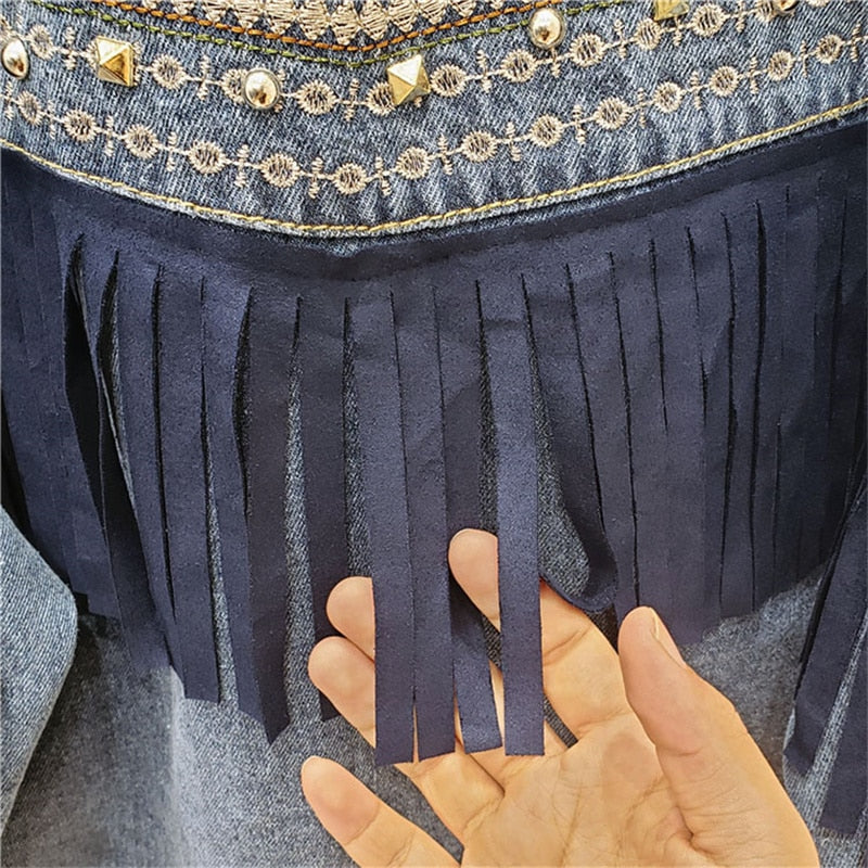 Florence Embroidered Tassel Denim Jacket
