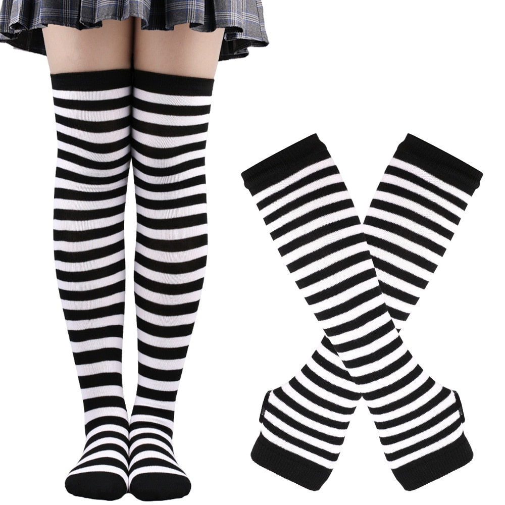 Sanderson Sisters Striped Cotton Socks and Fingerless Gloves Sets