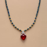 Horn Evil Eye Heart Pendant Glass Seed Beads Short Choker Necklaces