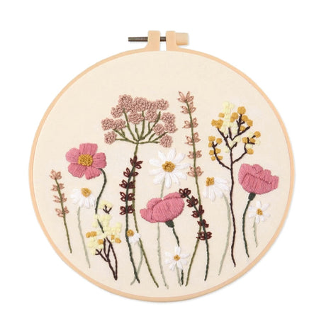 Meadow Flowers Embroidery Starter Kit With Pattern and Instructions and Hoop