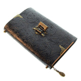 Lock and Key Embossed Pattern Faux Leather Notebook