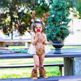Christmas Baby Girl Deer Costume Antlers Headband Set