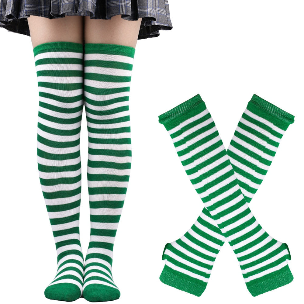Sanderson Sisters Striped Cotton Socks and Fingerless Gloves Sets