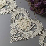Ten Embroidered Cotton Lace Heart Flowers Lace Ribbon Trim