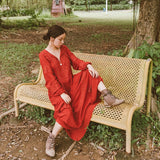 Shyla Boho Cotton Long Sleeve Red Dress