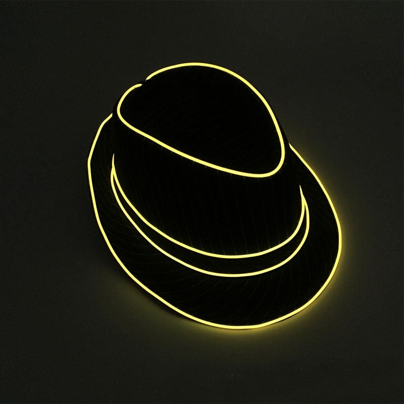 LED Light Up Jazz Hat and Ties Glow Neon Party Costumes