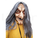 Scary Old Witch Mask Latex with Hair