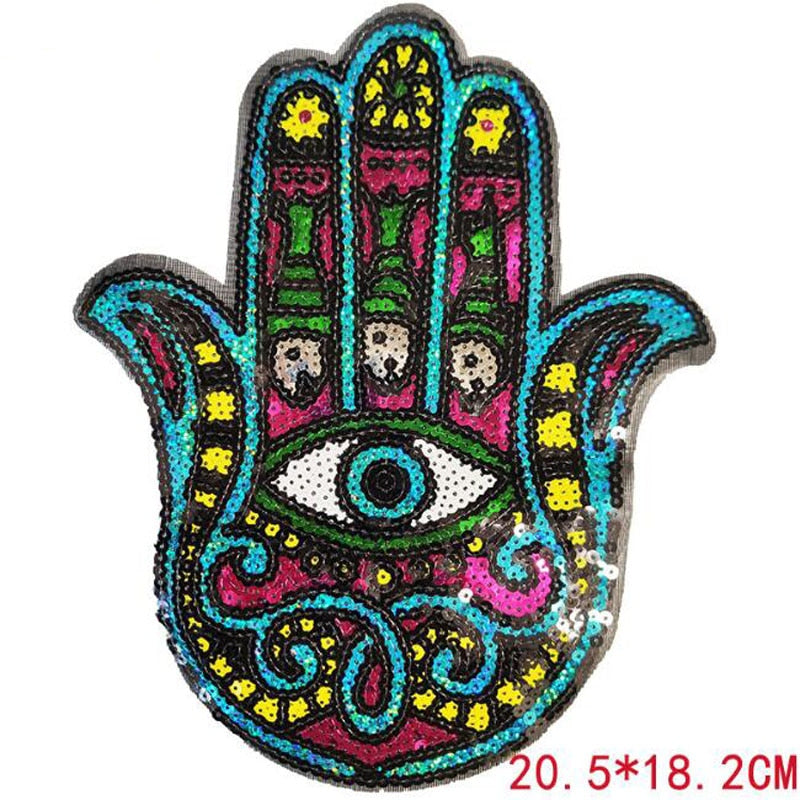 Evil Eye Iron On Sequin Patches