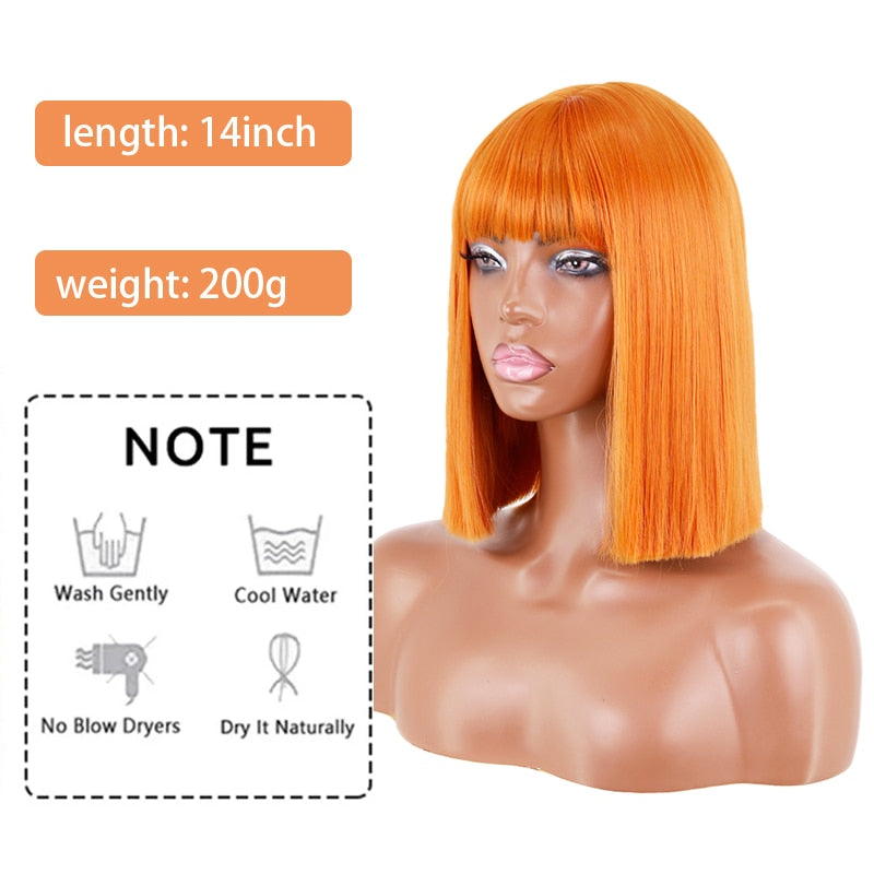 Short Straight Wigs with Bangs