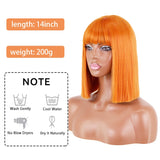 Short Straight Wigs with Bangs