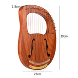 16-String Wooden Lyre Harp with Carry Bag, Tuning Wrench, Music Book
