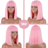 Short Straight Wigs with Bangs