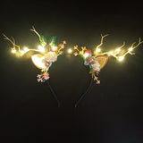 LED Reindeer Antlers Headband Patronous Deer Ear Flower Crown