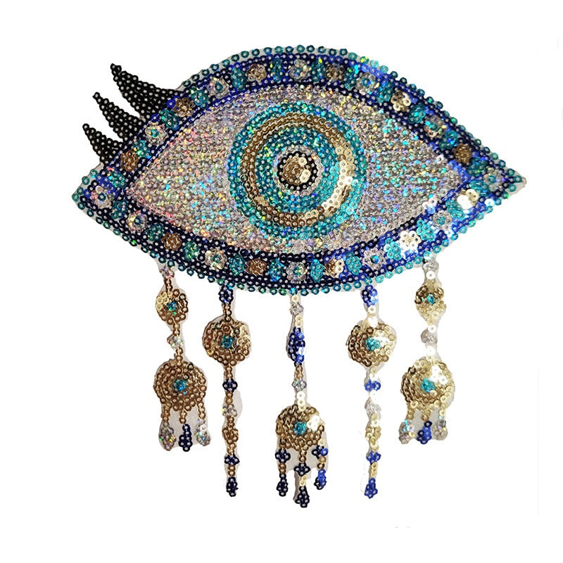 Evil Eye Iron On Sequin Patches