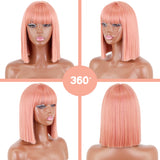 Short Straight Wigs with Bangs