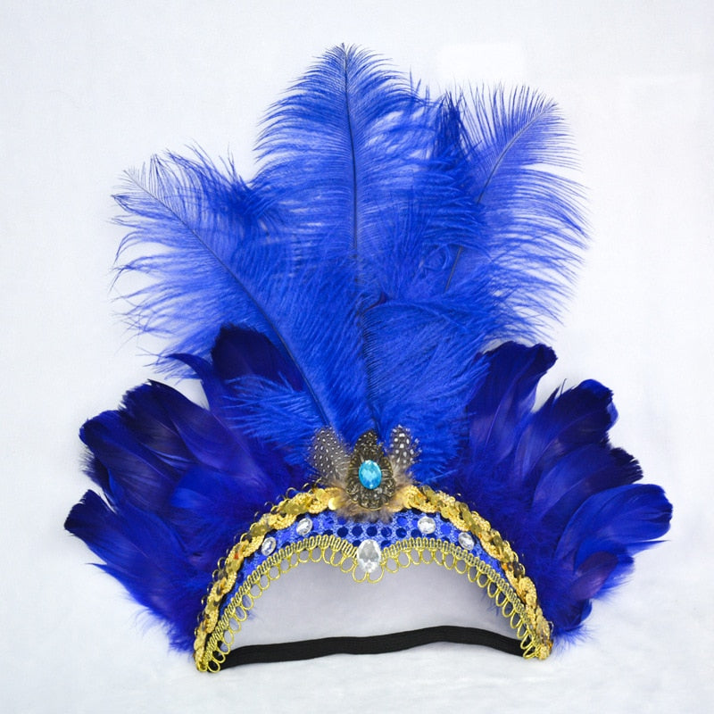 LED Light Carnival Feather Headband Mardi Gras Costume