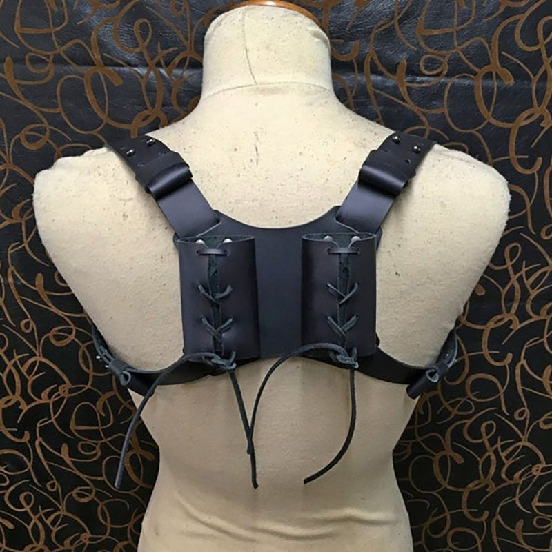 Dual Scabbard Longsword Leather Holder Medieval Vertical Double Back Sword Sheath Katana Ninja Samurai Larp Props Costume