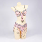 Belly Dancers Beaded Bra and Belt Set Belly Dance Costume Set with Bells