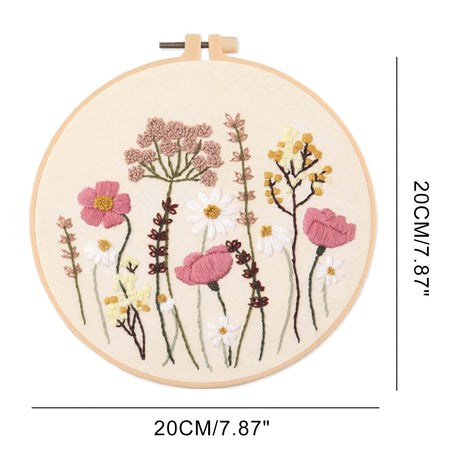 Meadow Flowers Embroidery Starter Kit With Pattern and Instructions and Hoop