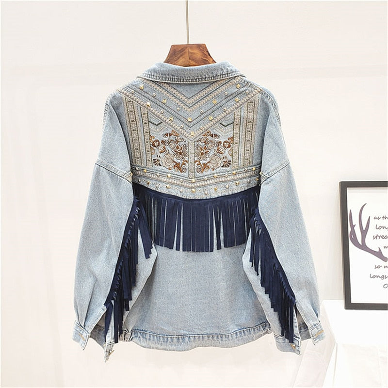 Florence Embroidered Tassel Denim Jacket