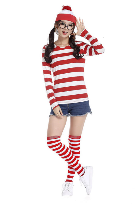 Where's Wally Costume Book Week Outfit Stripe Shirt Hat Glasses