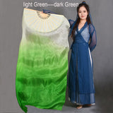 1Pair 100% Real Silk Dance Fan Gradient Stage Dance Silk Fans