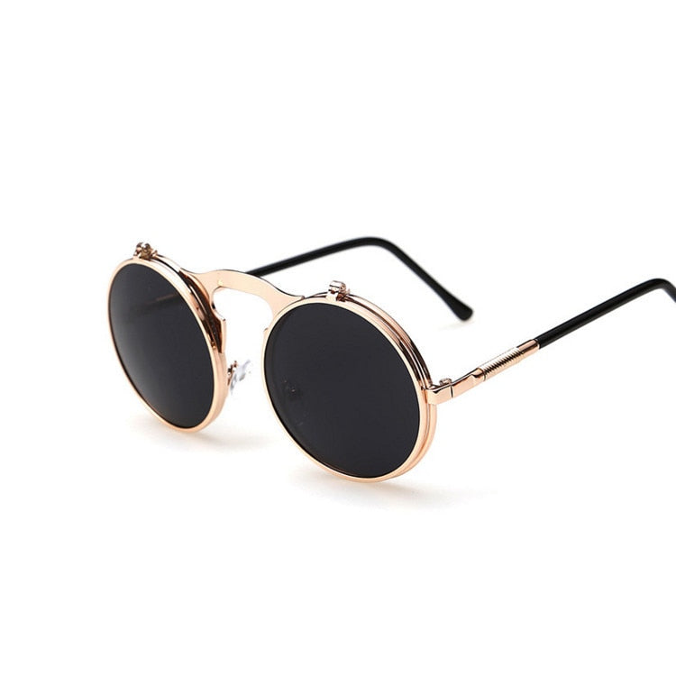 Retro Flip Up Round Sunglasses
