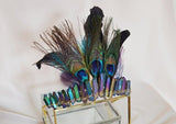 Blue Crystal Peacock Feather Goddess Crown