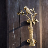 Parrot in a Tree Brass Door Pull Handmade Hardware