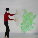 1Pair 100% Real Silk Dance Fan Gradient Stage Dance Silk Fans