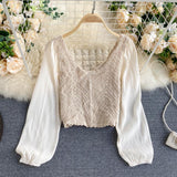 Not Ya Nana's Chiffon Sleeve Crochet Cotton Boho Blouse