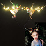 LED Reindeer Antlers Headband Patronous Deer Ear Flower Crown
