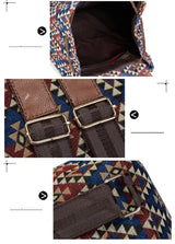 Boho Backpack Canvas Rucksack Faux Leather