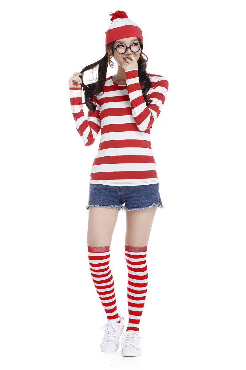 Where's Wally Costume Book Week Outfit Stripe Shirt Hat Glasses