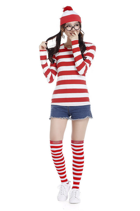 Where's Wally Costume Book Week Outfit Stripe Shirt Hat Glasses