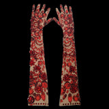 Sparkling Red Rhinestone Stage Performer Gloves
