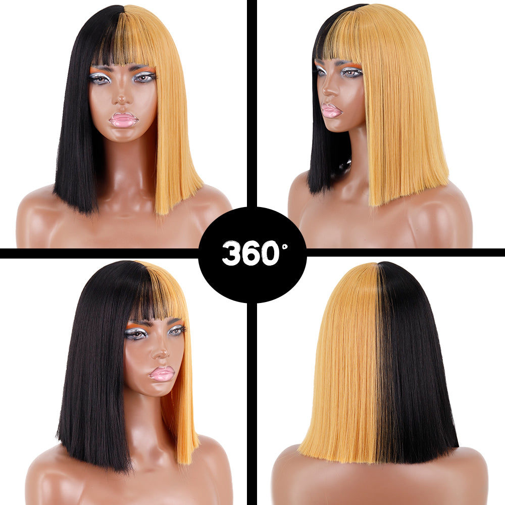 Short Straight Wigs with Bangs
