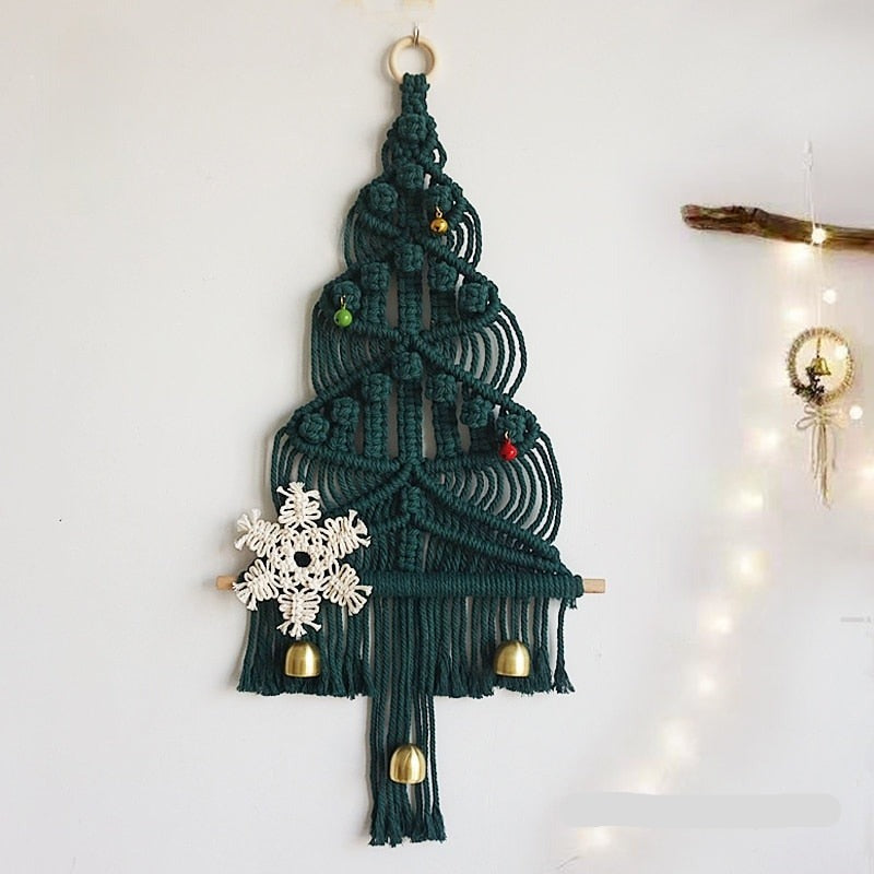 Handwoven Boho Macrame Christmas Tree Wall Hanging