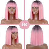 Short Straight Wigs with Bangs