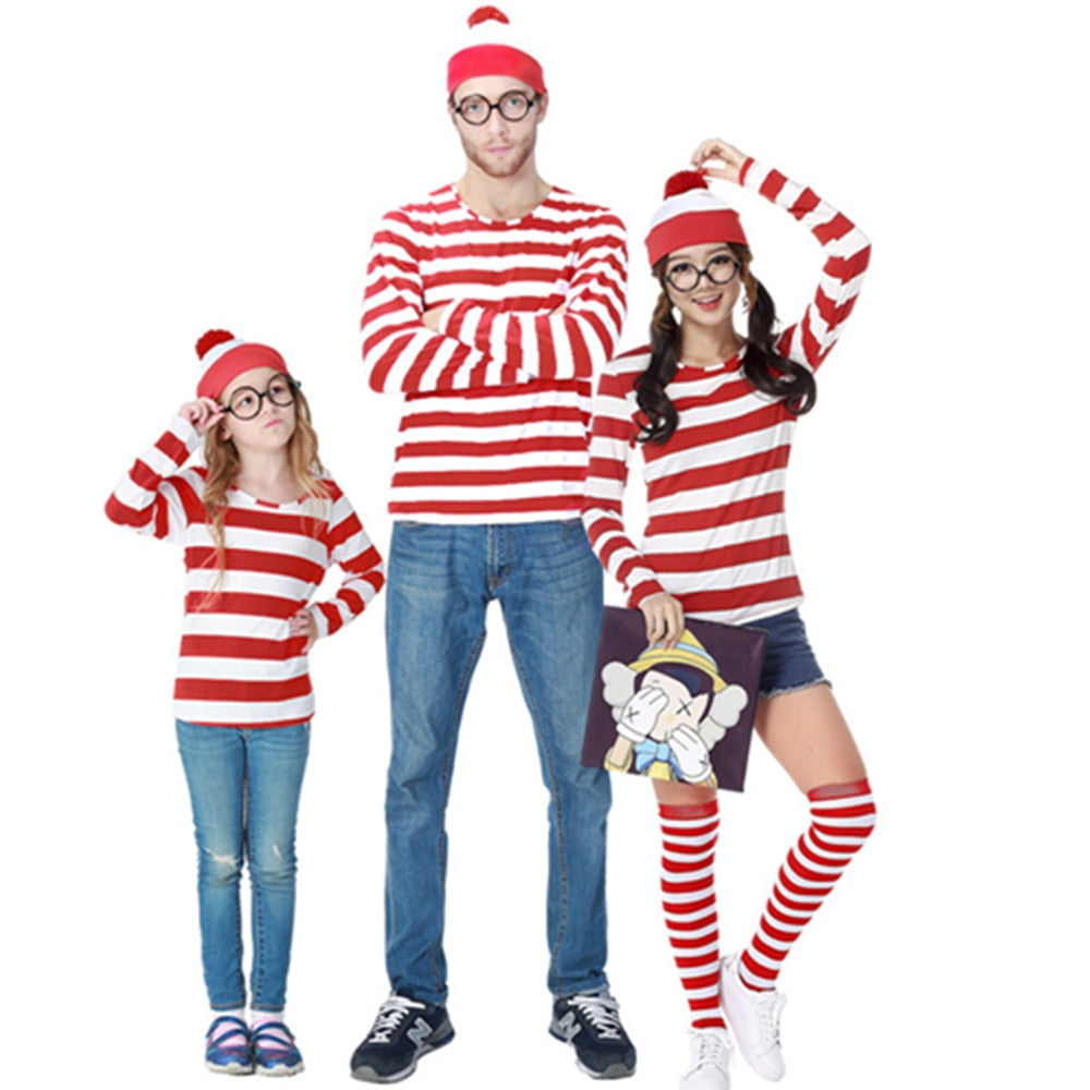 Where's Wally Costume Book Week Outfit Stripe Shirt Hat Glasses