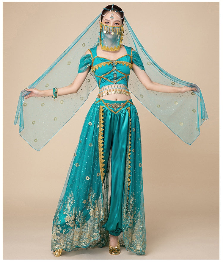Arabian Princess Pants, Skirts, Tops Embroidered Bollywood Sets
