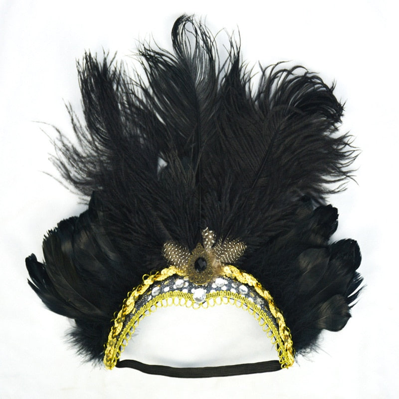 LED Light Carnival Feather Headband Mardi Gras Costume