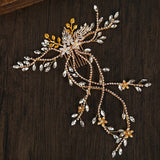 Pearl Crystal Flower Wedding Tassel Hair Combs